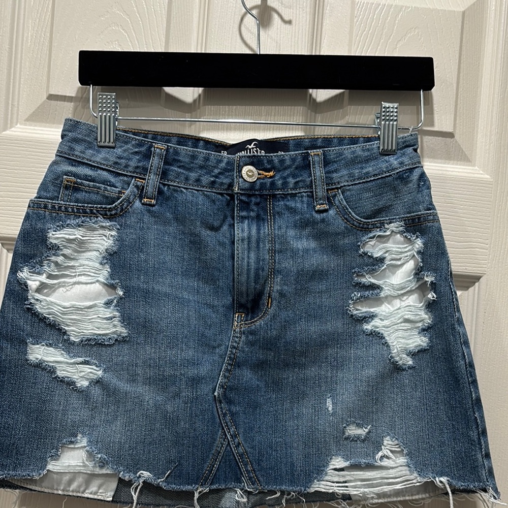 Distressed Denim Skirt